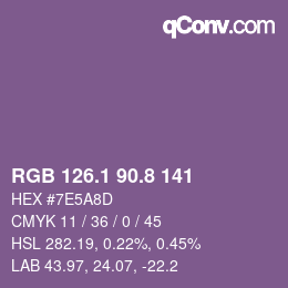 Color code: RGB 126.1 90.8 141 | qconv.com