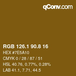 カラーコード: RGB 126.1 90.8 16 | qconv.com