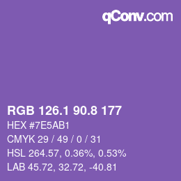 カラーコード: RGB 126.1 90.8 177 | qconv.com