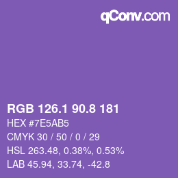 カラーコード: RGB 126.1 90.8 181 | qconv.com