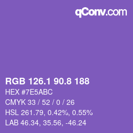 カラーコード: RGB 126.1 90.8 188 | qconv.com