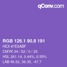 カラーコード: RGB 126.1 90.8 191 | qconv.com