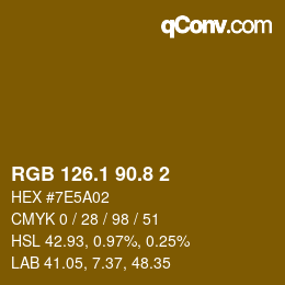 カラーコード: RGB 126.1 90.8 2 | qconv.com