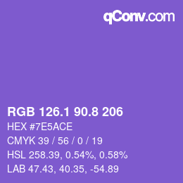 カラーコード: RGB 126.1 90.8 206 | qconv.com