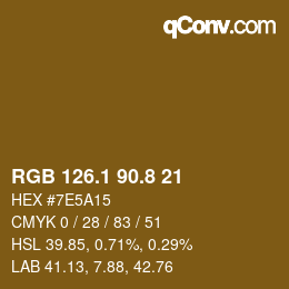 Color code: RGB 126.1 90.8 21 | qconv.com