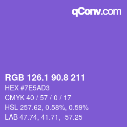 カラーコード: RGB 126.1 90.8 211 | qconv.com