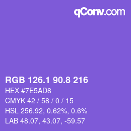 カラーコード: RGB 126.1 90.8 216 | qconv.com