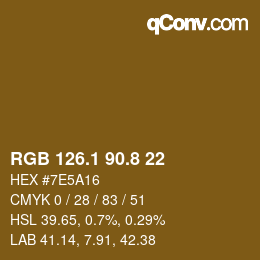 Color code: RGB 126.1 90.8 22 | qconv.com