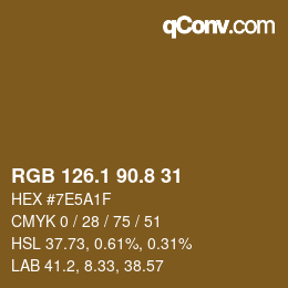 Color code: RGB 126.1 90.8 31 | qconv.com
