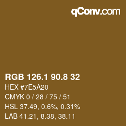 Color code: RGB 126.1 90.8 32 | qconv.com