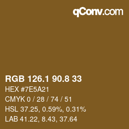 Color code: RGB 126.1 90.8 33 | qconv.com