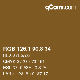 Color code: RGB 126.1 90.8 34 | qconv.com