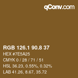 Color code: RGB 126.1 90.8 37 | qconv.com