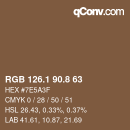 Color code: RGB 126.1 90.8 63 | qconv.com