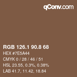 Color code: RGB 126.1 90.8 68 | qconv.com