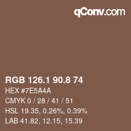 カラーコード: RGB 126.1 90.8 74 | qconv.com