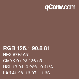 Color code: RGB 126.1 90.8 81 | qconv.com