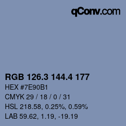 カラーコード: RGB 126.3 144.4 177 | qconv.com