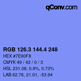 カラーコード: RGB 126.3 144.4 248 | qconv.com