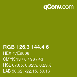 カラーコード: RGB 126.3 144.4 6 | qconv.com