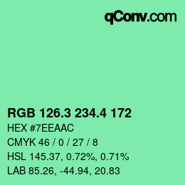 カラーコード: RGB 126.3 234.4 172 | qconv.com