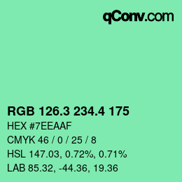 カラーコード: RGB 126.3 234.4 175 | qconv.com