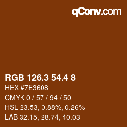 カラーコード: RGB 126.3 54.4 8 | qconv.com