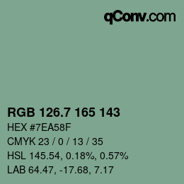 カラーコード: RGB 126.7 165 143 | qconv.com