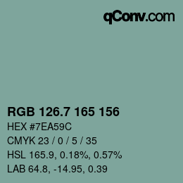 カラーコード: RGB 126.7 165 156 | qconv.com