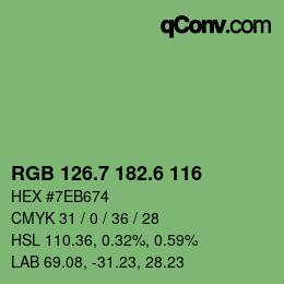 カラーコード: RGB 126.7 182.6 116 | qconv.com