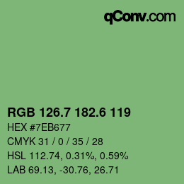 カラーコード: RGB 126.7 182.6 119 | qconv.com