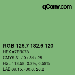 カラーコード: RGB 126.7 182.6 120 | qconv.com