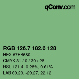 カラーコード: RGB 126.7 182.6 128 | qconv.com