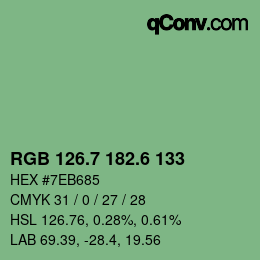 カラーコード: RGB 126.7 182.6 133 | qconv.com
