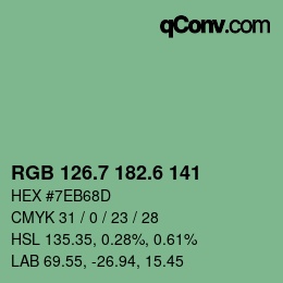 カラーコード: RGB 126.7 182.6 141 | qconv.com