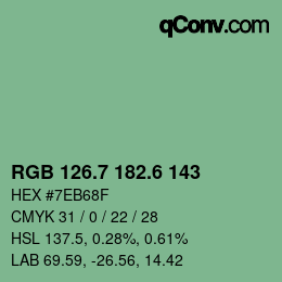 カラーコード: RGB 126.7 182.6 143 | qconv.com