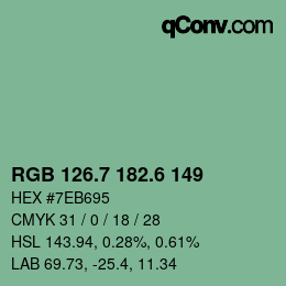 カラーコード: RGB 126.7 182.6 149 | qconv.com