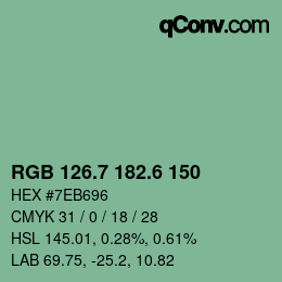 カラーコード: RGB 126.7 182.6 150 | qconv.com