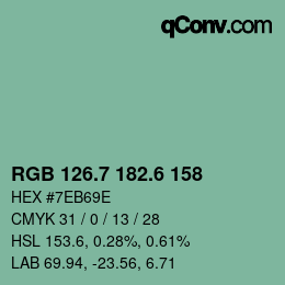 カラーコード: RGB 126.7 182.6 158 | qconv.com