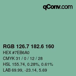 カラーコード: RGB 126.7 182.6 160 | qconv.com