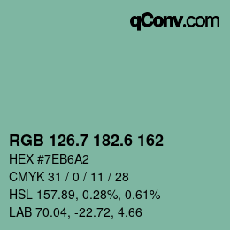 カラーコード: RGB 126.7 182.6 162 | qconv.com