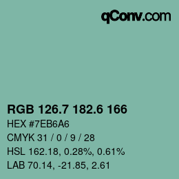 カラーコード: RGB 126.7 182.6 166 | qconv.com