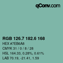 カラーコード: RGB 126.7 182.6 168 | qconv.com