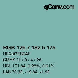 カラーコード: RGB 126.7 182.6 175 | qconv.com