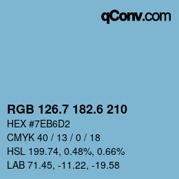 カラーコード: RGB 126.7 182.6 210 | qconv.com