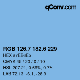 カラーコード: RGB 126.7 182.6 229 | qconv.com
