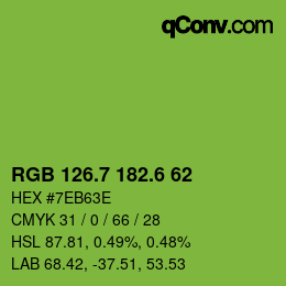カラーコード: RGB 126.7 182.6 62 | qconv.com