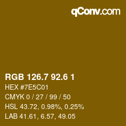カラーコード: RGB 126.7 92.6 1 | qconv.com