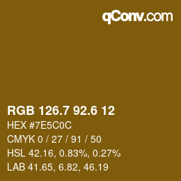 カラーコード: RGB 126.7 92.6 12 | qconv.com