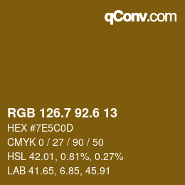 カラーコード: RGB 126.7 92.6 13 | qconv.com